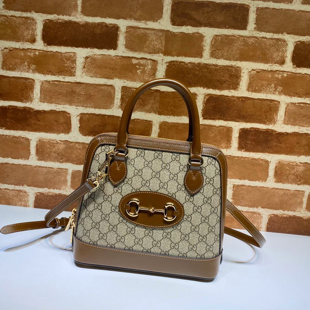 Guc*i gg supreme canvas horsebit 1955 small top handle bag - main image