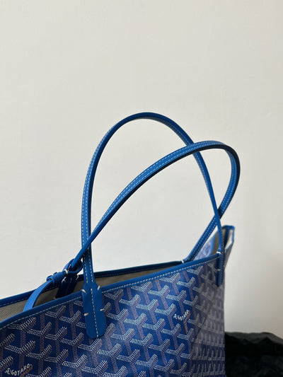 Goya*d blue Goya*dine canvas & chevroches calfskin saint Lou*s pm tote - image 4