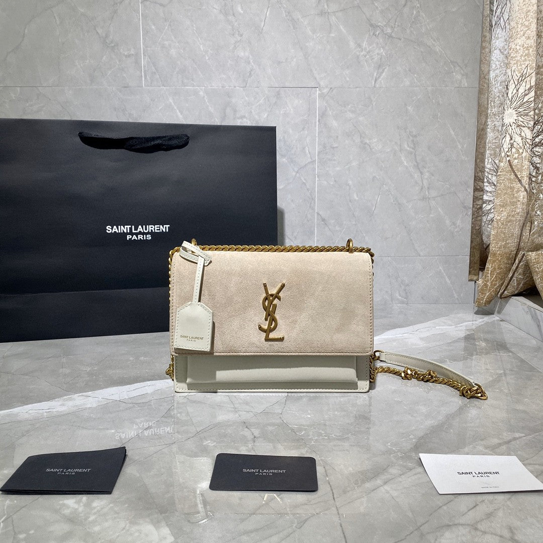 saint laurent sunset shoulder bag ‘sea salt’ - main image