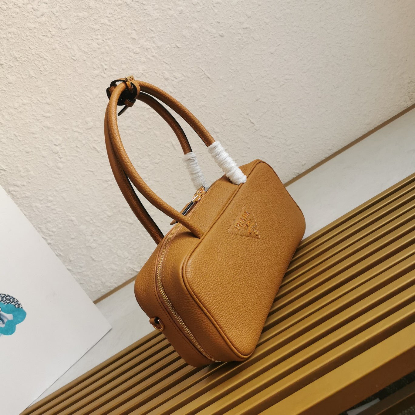 Pr*da medium leather top-handle bag in brown - image 5