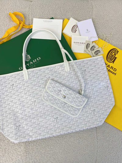 Goya*d white Goya*dine canvas & chevroches calfskin saint Lou*s pm tote - image 8