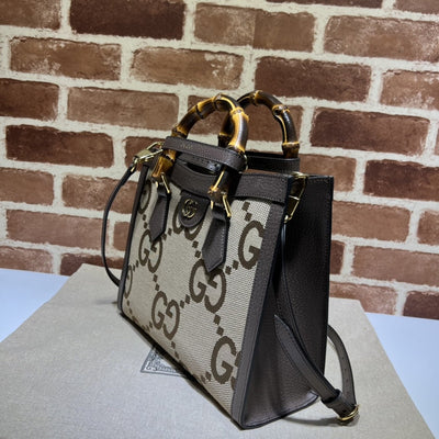 Guc*i diana jumbo gg tote bag small camel/ebony - image 5