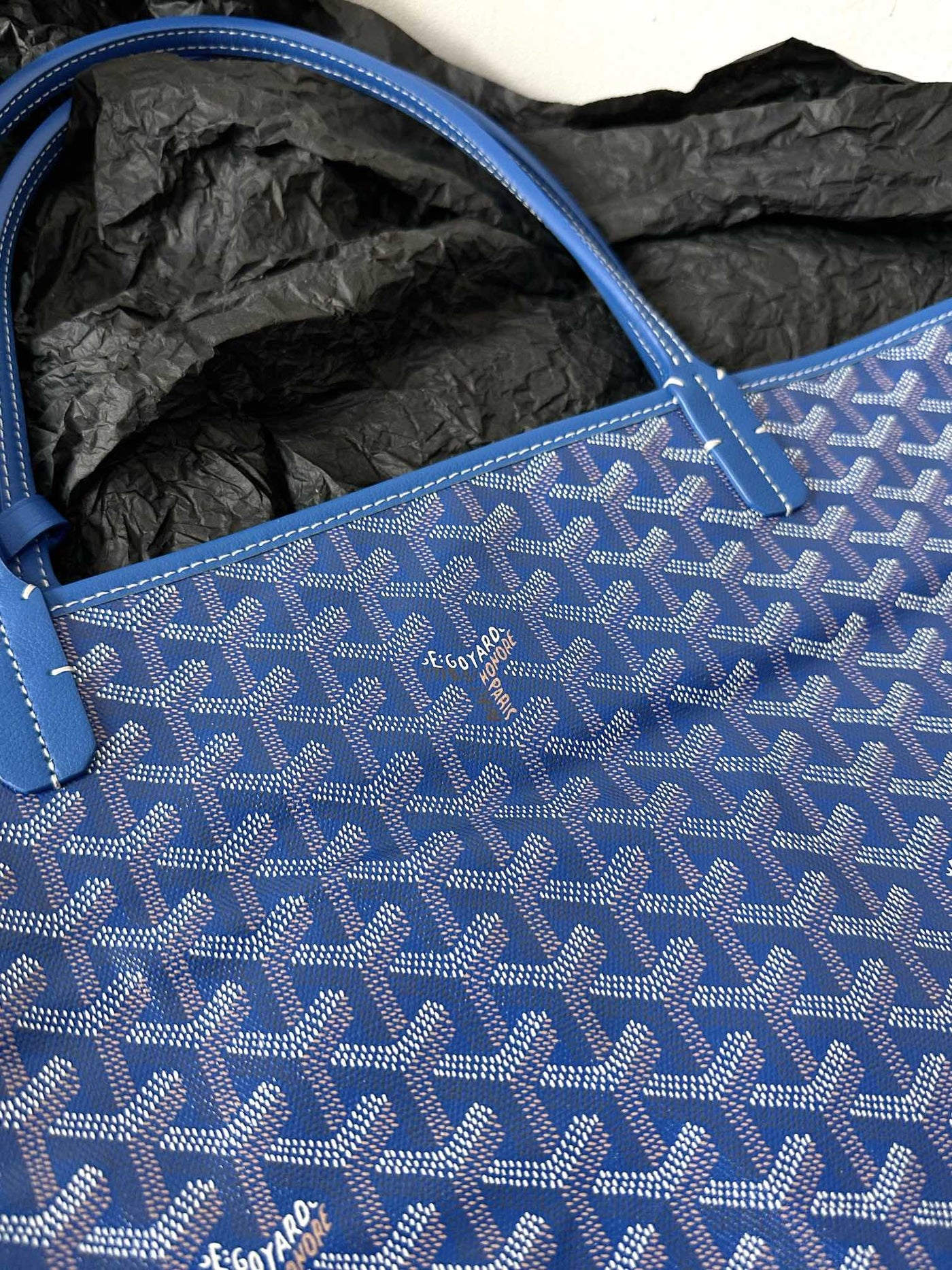 Goya*d blue Goya*dine canvas & chevroches calfskin saint Lou*s pm tote - image 6