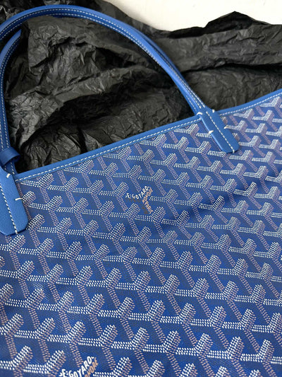 Goya*d blue Goya*dine canvas & chevroches calfskin saint Lou*s pm tote - image 6