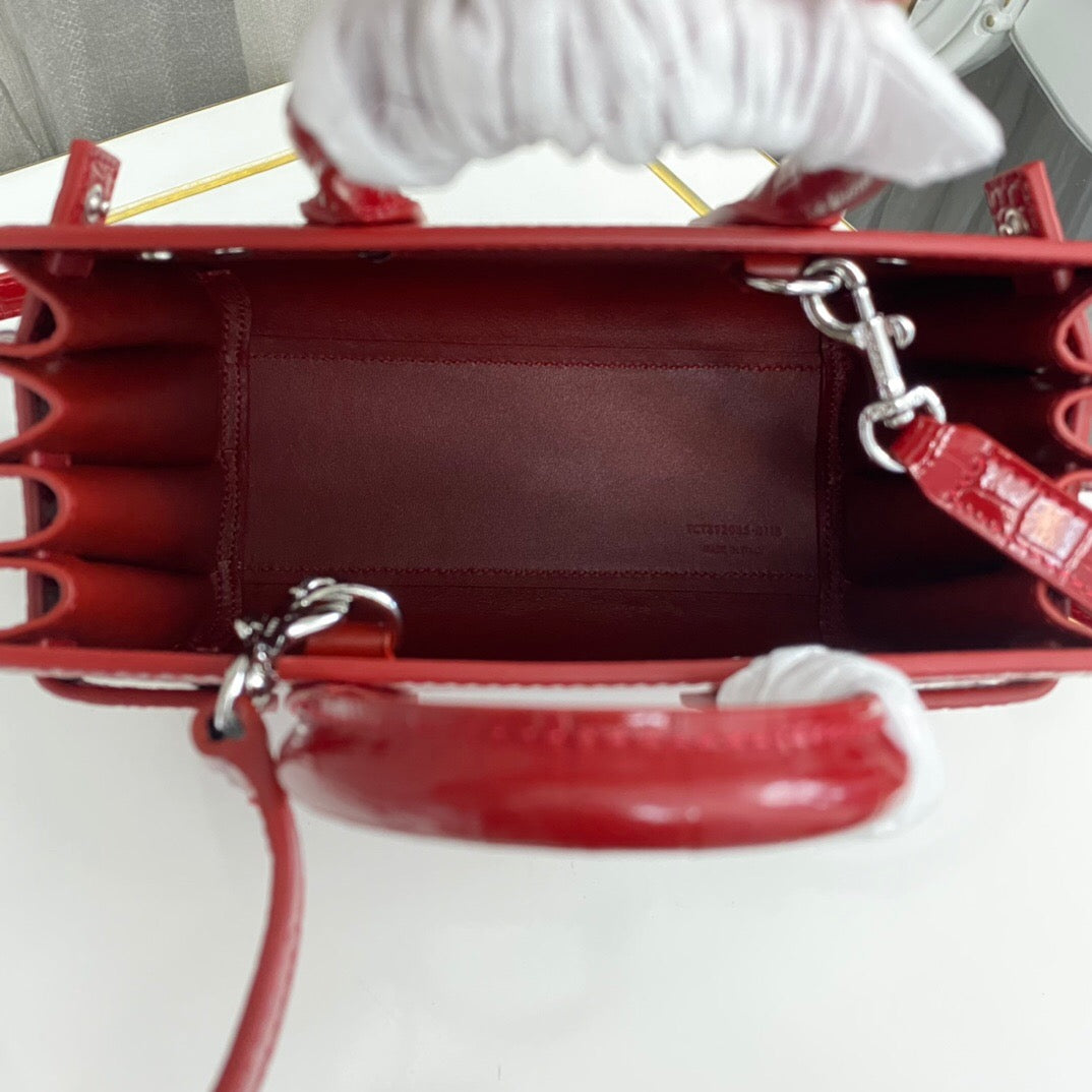 saint laurent paris saint laurent red croc embossed leather nano classic sac de jour tote - image 5