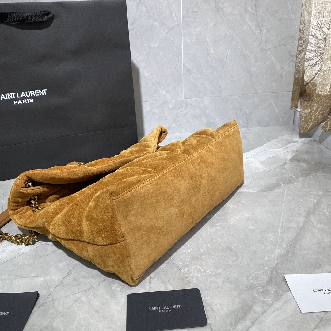 saint laurent puffer toy quilted leather-trimmed suede shoulder bag - image 6
