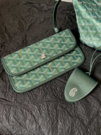 Goya*d green Goya*dine coated canvas and leather saint Lou*s gm tote - image 9