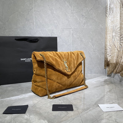 saint laurent puffer toy quilted leather-trimmed suede shoulder bag - image 7
