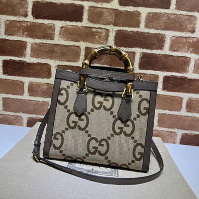 Guc*i diana jumbo gg tote bag small camel/ebony - image 6