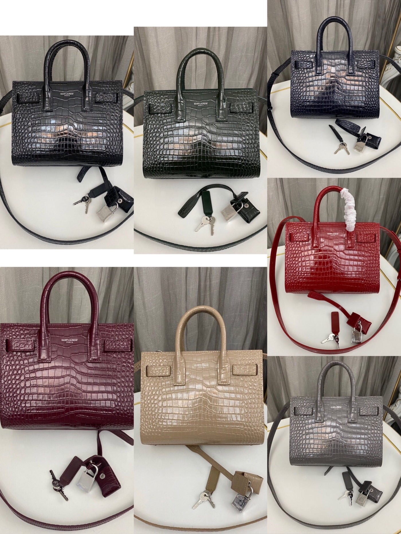 saint laurent paris saint laurent red croc embossed leather nano classic sac de jour tote - image 6