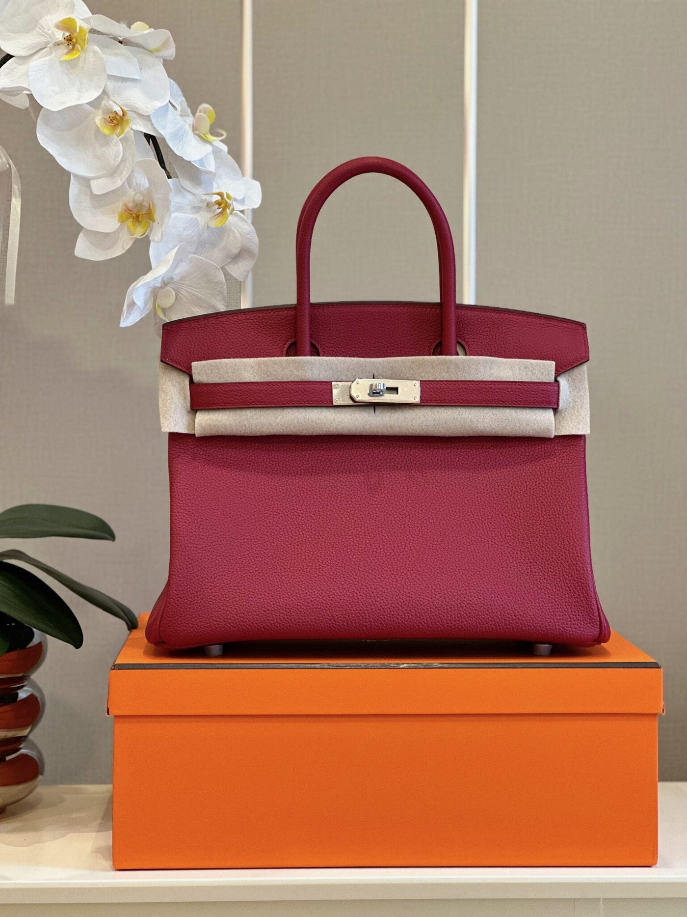 Herm*s woman’s plum red birkin phw togo replica 11 handbags 30cm - image 7