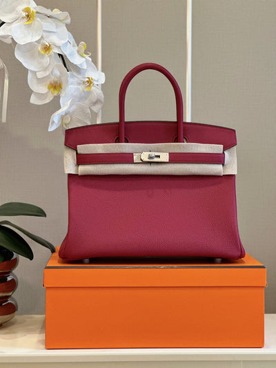 Herm*s woman’s plum red birkin phw togo replica 11 handbags 30cm - image 7