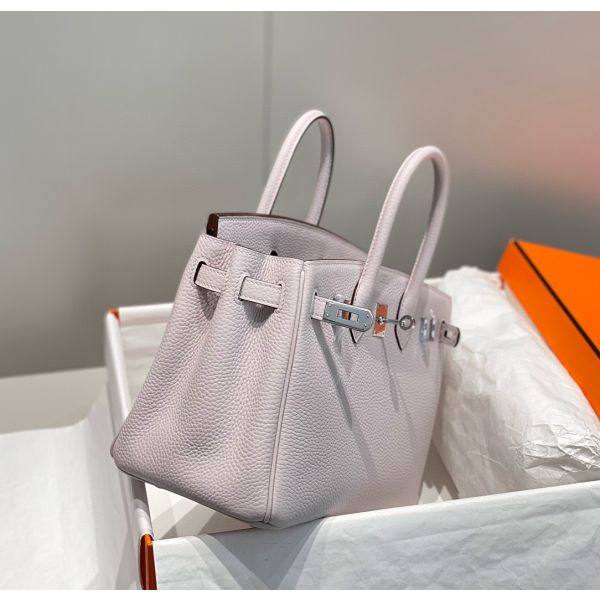 HERM Birkin 25cm Bag In Mauve Pale Clemence Leather PHW - Image 5