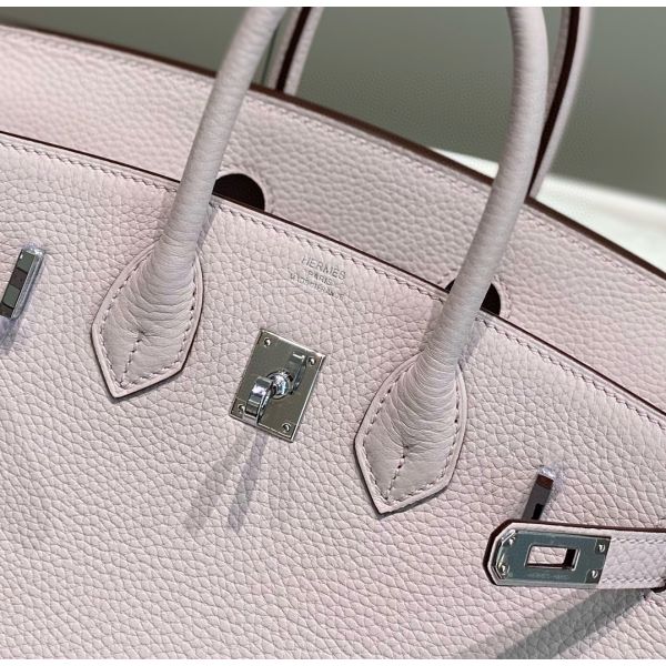 HERM Birkin 25cm Bag In Mauve Pale Clemence Leather PHW - Image 8