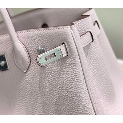 HERM Birkin 25cm Bag In Mauve Pale Clemence Leather PHW - Image 9