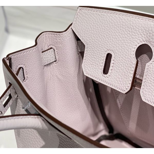 HERM Birkin 25cm Bag In Mauve Pale Clemence Leather PHW - Image 10