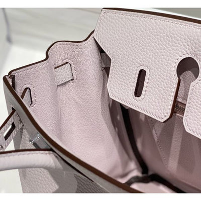 HERM Birkin 25cm Bag In Mauve Pale Clemence Leather PHW - Image 10