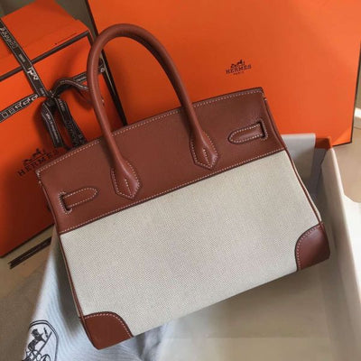 HERM Birkin 30cm Bag In Toile H Canvas With Barenia Leather - Main Image