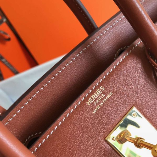 HERM Birkin 30cm Bag In Toile H Canvas With Barenia Leather - Image 6
