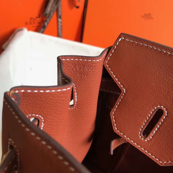 HERM Birkin 30cm Bag In Toile H Canvas With Barenia Leather - Image 9