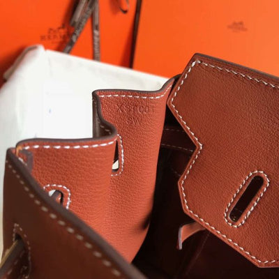 HERM Birkin 30cm Bag In Toile H Canvas With Barenia Leather - Image 9