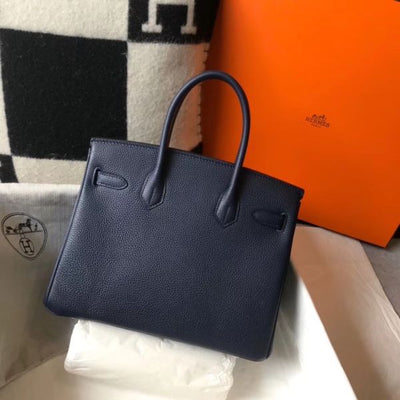 HERM Birkin 30cm Bag In Dark Blue Clemence Leather GHW - Image 4