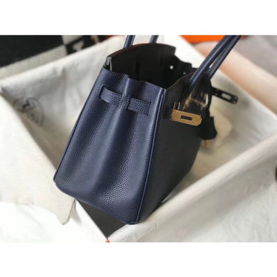 HERM Birkin 30cm Bag In Dark Blue Clemence Leather GHW - Image 5