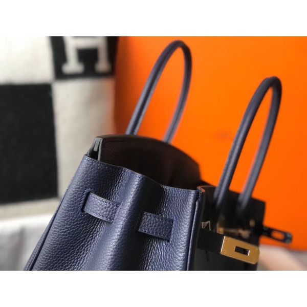 HERM Birkin 30cm Bag In Dark Blue Clemence Leather GHW - Image 6