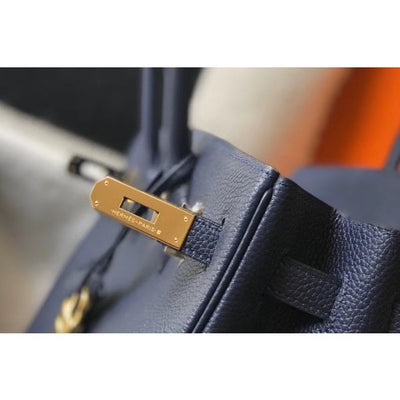 HERM Birkin 30cm Bag In Dark Blue Clemence Leather GHW - Image 7