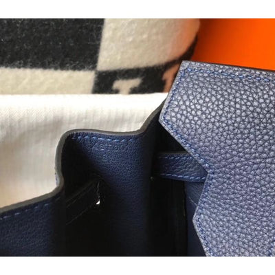 HERM Birkin 30cm Bag In Dark Blue Clemence Leather GHW - Image 8