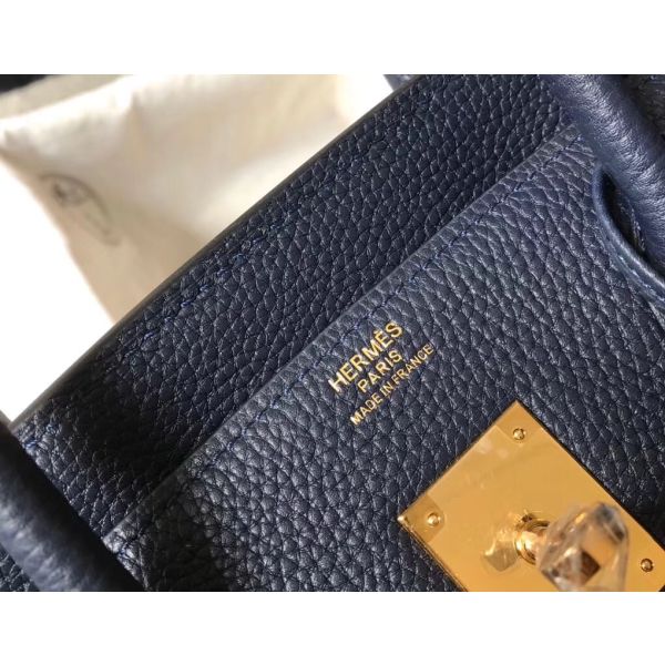 HERM Birkin 30cm Bag In Dark Blue Clemence Leather GHW - Image 9
