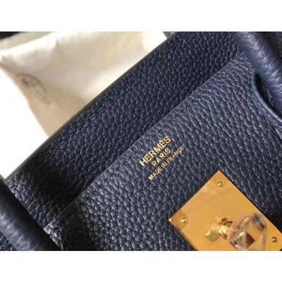 HERM Birkin 30cm Bag In Dark Blue Clemence Leather GHW - Image 9