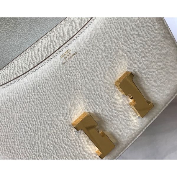 HERM White Constance MM 24cm Epsom Leather Bag - Image 8