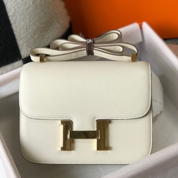 HERM White Constance MM 24cm Epsom Leather Bag - Image 3