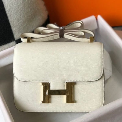 HERM White Constance MM 24cm Epsom Leather Bag - Image 3