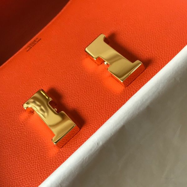 HERM Orange Constance MM 24cm Epsom Leather Bag - Image 6