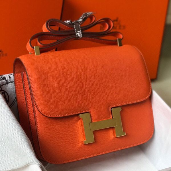 HERM Orange Constance MM 24cm Epsom Leather Bag - Image 3