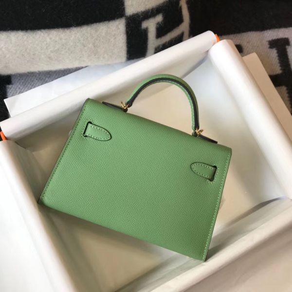 HERM Kelly Mini II Bag In Vert Criquet Epsom Leather GHW - Image 4