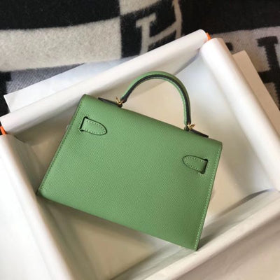 HERM Kelly Mini II Bag In Vert Criquet Epsom Leather GHW - Image 4