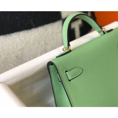 HERM Kelly Mini II Bag In Vert Criquet Epsom Leather GHW - Image 7