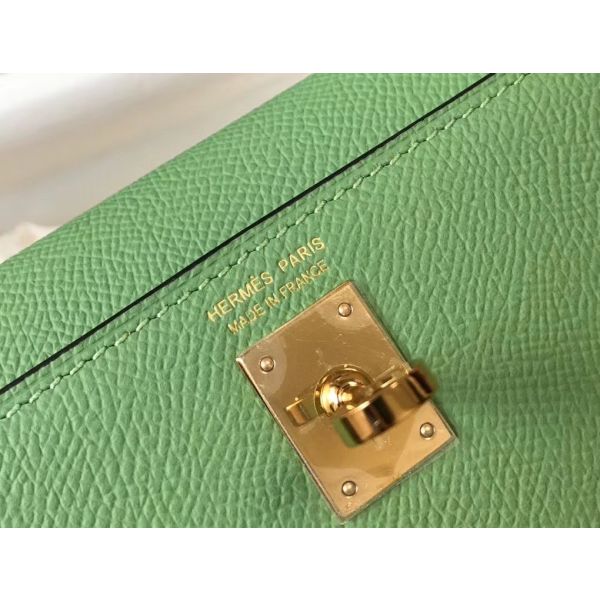 HERM Kelly Mini II Bag In Vert Criquet Epsom Leather GHW - Image 8