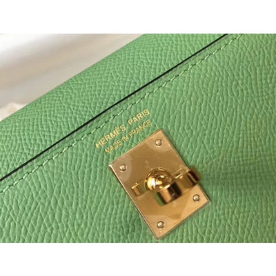 HERM Kelly Mini II Bag In Vert Criquet Epsom Leather GHW - Image 8