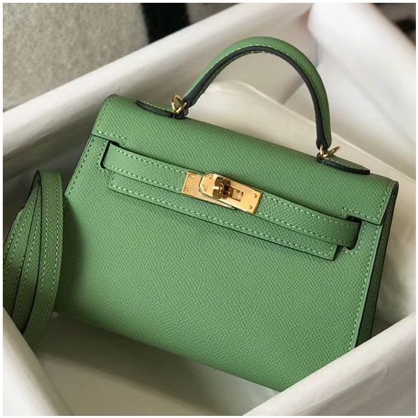 HERM Kelly Mini II Bag In Vert Criquet Epsom Leather GHW - Image 3