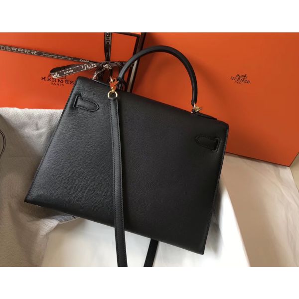 HERM Kelly 32cm Bag In Black Epsom Leather GHW - Image 2