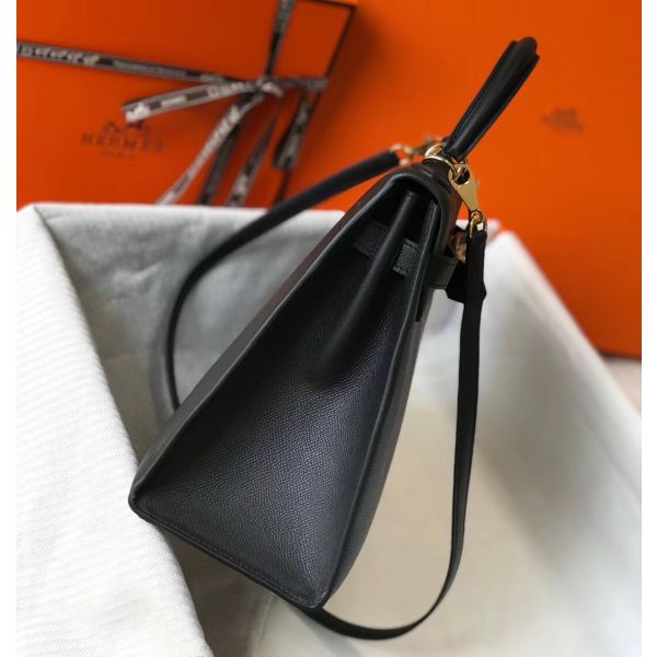 HERM Kelly 32cm Bag In Black Epsom Leather GHW - Image 5