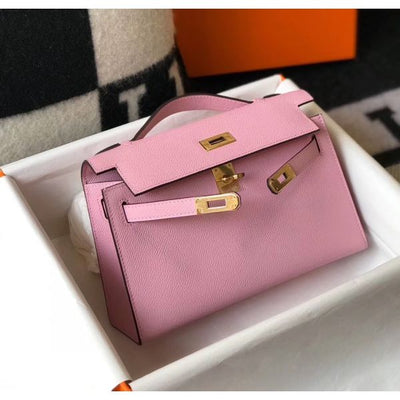 HERM Kelly Pochette Bag In Mauve Sylvestre Epsom Leather - Image 5