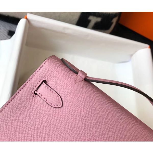 HERM Kelly Pochette Bag In Mauve Sylvestre Epsom Leather - Image 7
