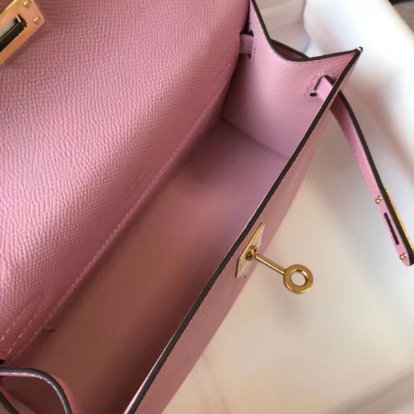 HERM Kelly Pochette Bag In Mauve Sylvestre Epsom Leather - Image 9