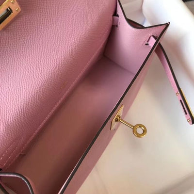 HERM Kelly Pochette Bag In Mauve Sylvestre Epsom Leather - Image 9