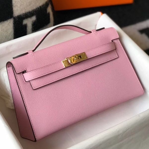 HERM Kelly Pochette Bag In Mauve Sylvestre Epsom Leather - Main Image